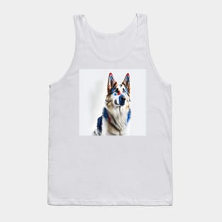 [AI Art] Red, blue and white German Shepherd Tank Top